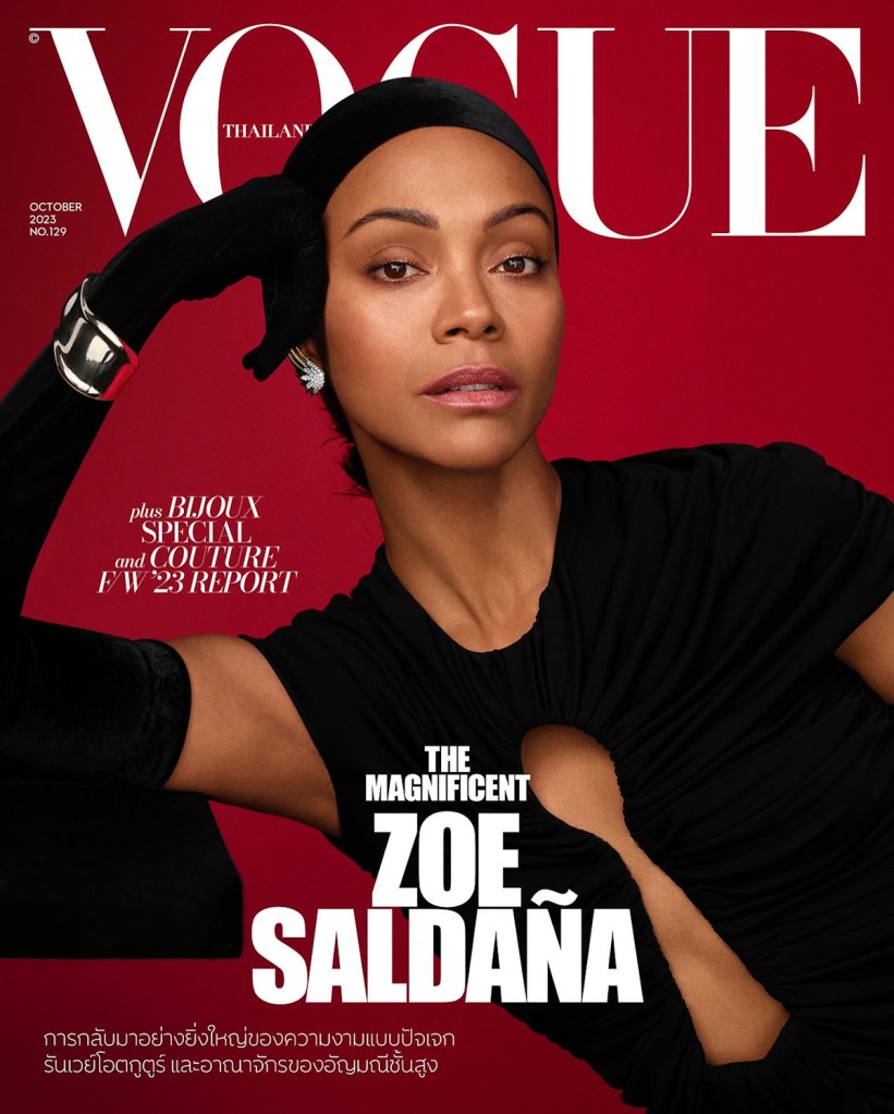Vogue Thailand October 2023 : Zoe Saldaña by Thomas Whiteside 